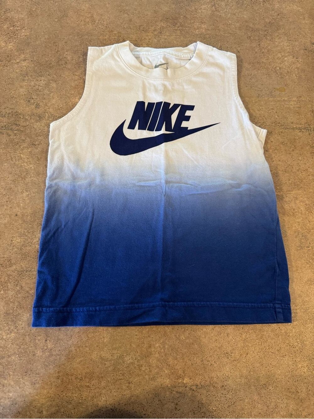 Nike Youth White to Blue Ombre Sleeveless Tank with Navy Logo Toddler 4T